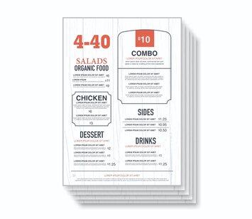 Voor 4 tot 40 menukaarten