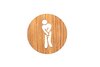 Houten Pictogram Deurbordje / Toiletbordje / Infobord - 9cm - Zelfklevend - type Eiken (Man Hoge Nood)
