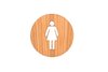 Houten Pictogram Deurbordje / Toiletbordje / Infobord - 9cm - Zelfklevend - type Eiken (Vrouw)