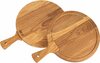 24,5cm - Ronde Houten Snijplank met Handvat en Sapgoot / Serveerplank - type HRSH-Eiken-245