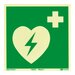 AED Bord (E010) / Defibrillator Fotoluminescerend Veiligheidsbord - Zelfklevend - 15 x 15 cm