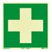 EHBO Bord (E003) / Eerste Hulp Fotoluminescerend Veiligheidsbord - Zelfklevend - 15 x 15 cm