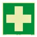EHBO Bord (E003) / Eerste Hulp Fotoluminescerend Veiligheidsbord - Zelfklevend - 20 x 20 cm
