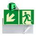 Nooduitgang Bord Links Beneden (E001) / Vluchtweg Fotoluminescerend Veiligheidsbord - Zelfklevend - 30 x 15 cm