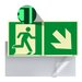 Nooduitgang Bord Rechts Beneden (E002) / Vluchtweg Fotoluminescerend Veiligheidsbord - Zelfklevend - 30 x 15 cm