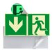 Nooduitgang Bord Beneden / Rechtdoor (E002) / Vluchtweg Fotoluminescerend Veiligheidsbord - Zelfklevend - 30 x 15 cm
