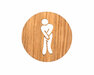 Houten Pictogram Deurbordje / Toiletbordje / Infobord - 9cm - Zelfklevend - type Eiken (Man Hoge Nood)