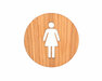 Houten Pictogram Deurbordje / Toiletbordje / Infobord - 9cm - Zelfklevend - type Eiken (Vrouw)