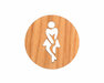 Houten Pictogram Deurbordje / Toiletbordje / Infobord - 9cm - Zelfklevend - type Eiken (Vrouw Hoge Nood)