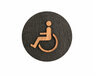 Houten Pictogram Deurbordje / Toiletbordje / Infobord - 9cm - Zelfklevend - type Zwart Eiken (Invalide)