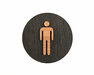 Houten Pictogram Deurbordje / Toiletbordje / Infobord - 9cm - Zelfklevend - type Zwart Eiken (Man)