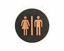 Houten Pictogram Deurbordje / Toiletbordje / Infobord - 9cm - Zelfklevend - type Zwart Eiken (Man+Vrouw)