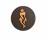 Houten Pictogram Deurbordje / Toiletbordje / Infobord - 9cm - Zelfklevend - type Zwart Eiken (Man Hoge Nood)