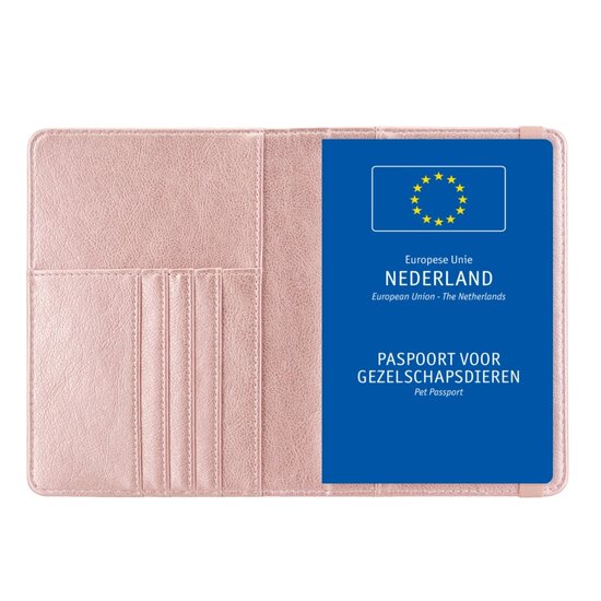 Dierenpaspoort Hoesje / 11,7 x 16,5 cm Houder voor een Europees Dierenpaspoort - D1 - Rose Goud