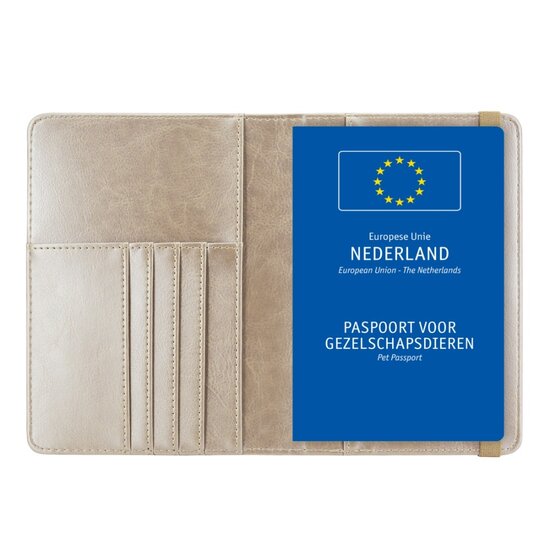 Dierenpaspoort Hoesje / 11,7 x 16,5 cm Houder voor een Europees Dierenpaspoort - D1 - Champagne Goud