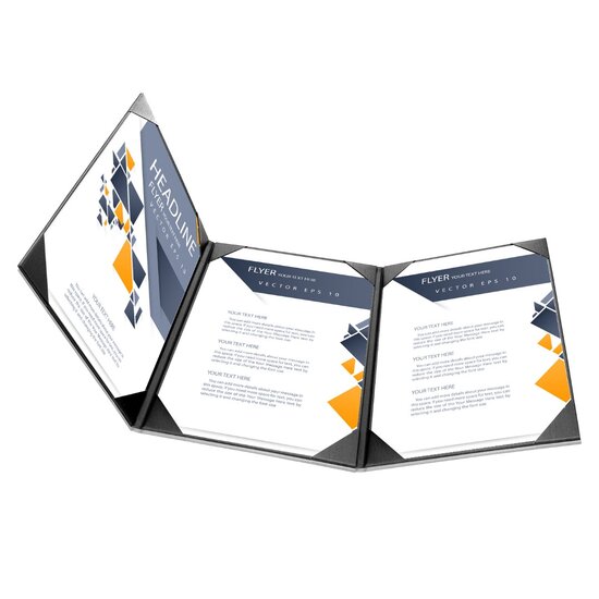 Hotelmap / Informatiemap / Welkomstmap / Gastenmap - 3x A4 - Houtpatroon Zwart