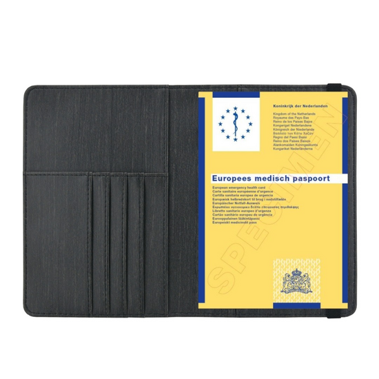 Europees Medisch Paspoort Hoesje / 11,7 x 16,5 cm Paspoorthouder - D1 - Houtpatroon Zwart