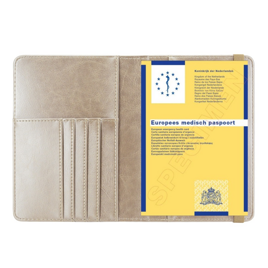 Europees Medisch Paspoort Hoesje / 11,7 x 16,5 cm Paspoorthouder - D1 - Champagne Goud