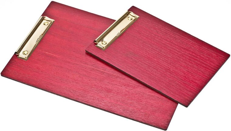 Houten Klembord voor Menukaarten / Horeca Klembord - type: HFK-Rood