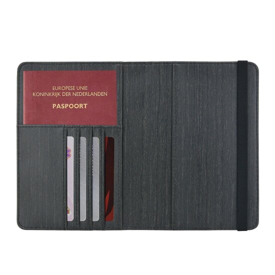 Paspoorthoesje / 11,7 x 16,5 cm Paspoorthouder - D1 - Houtpatroon Zwart
