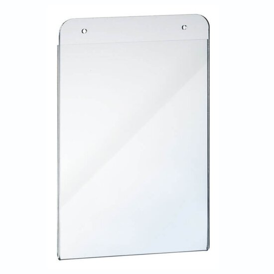 A4 - Transparante Display met 2 boorgaten / Posterhouder / Menukaarthouder / U-houder - type UB-A4 (Staand)