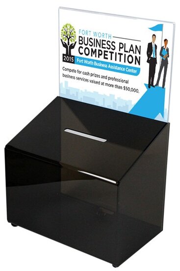 Zwarte Donatiebox met A4 Posterhouder / Suggestiebox / Idee&euml;nbus - Type DSE-A4