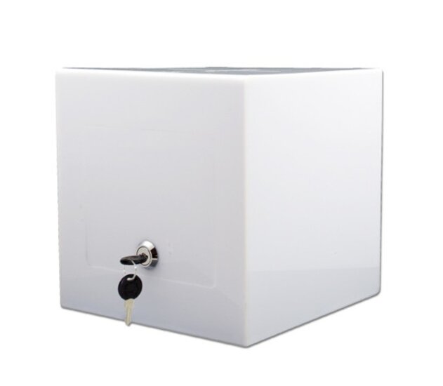 Witte Kubus Donatiebox / Stembus / Idee&euml;nbus - Met Slot - Type DSE-20