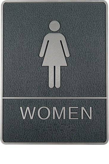 Pictogram Deurbordje / Toiletbordje / Infobord met braille - 15cm x 20cm - Zelfklevend - type: Vrouw