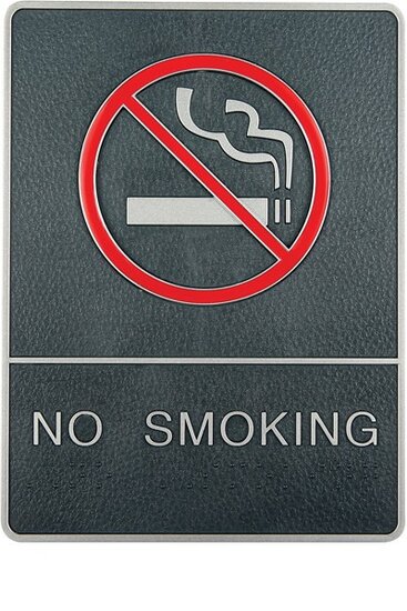 Pictogram Deurbordje / Toiletbordje / Infobord met braille - 15cm x 20cm - Zelfklevend - type: No Smoking