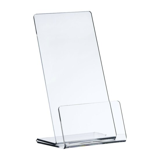 OP=OP - 1/3 A4 (DL) Folderhouder / Brochurehouder / Acrylglas L-Standaard - Type: HBS-DL-Staand