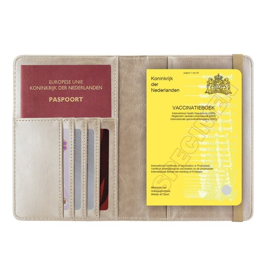 Vaccinatiepaspoort Hoesje / 11,7 x 16,5 cm Mapje voor het Gele Boekje / Vaccinatieboekje - D1 - Champagne Goud