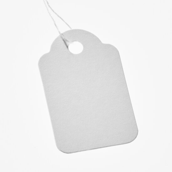 100 stuks - 24x39mm - Witte Kartonnen Labels met koordje / Hangetiketten