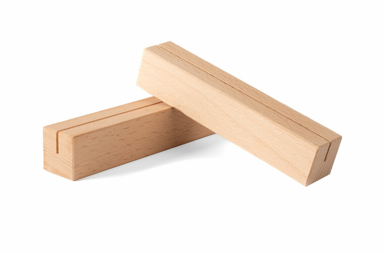 15cm - Houten Houder / Standaard / Menukaarthouder - Type: Smal-Beuken-Onbewerkt