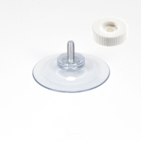 40mm Transparante Zuignap met Schroefdraad &amp; Witte Kartelmoer