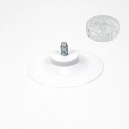 40mm Witte Zuignap met Schroefdraad &amp; Transparante Kartelmoer