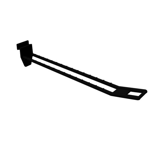 20cm - Dubbele Lamellenwand Displayhaak / Slatwall Blisterhaak - Zwart - type: HSH-20DB