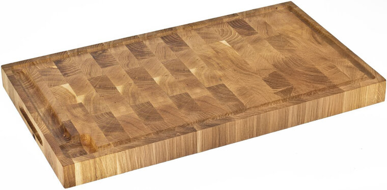 54cm x 30cm - Houten Snijplank Met Sapgoot / Kopshout Hakblok  - type Kops-Eiken54