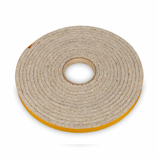 4 Meter - Zelfklevend Vilt / 10mm Plakvilt op Rol - Grijs (gem&ecirc;leerd) - Breedte: 10mm - Dikte: 4 mm