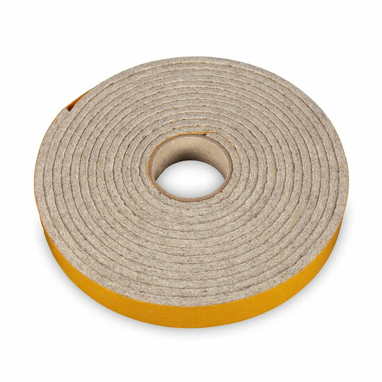 4 Meter - Zelfklevend Vilt / 20mm Plakvilt op Rol - Grijs (gem&ecirc;leerd) - Breedte: 20mm - Dikte: 4 mm