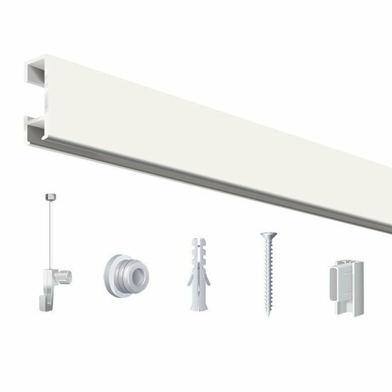 Click Rail / Schilderij Ophangsysteem - Glanzend Wit - Complete Set 100 cm - Pure-Series