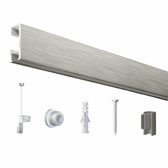 Click Rail / Schilderij Ophangsysteem - Geborsteld Zilver - Complete Set 100 cm - Pure-Series