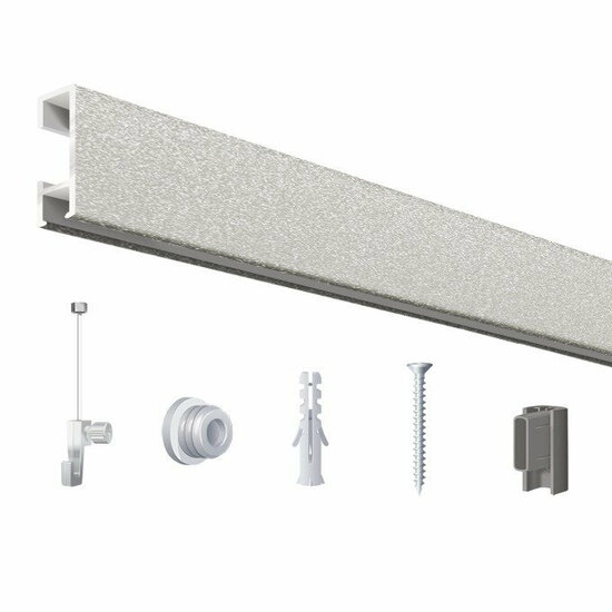 Click Rail / Schilderij Ophangsysteem - Mat Zilver - Complete Set 100 cm - Pure-Series