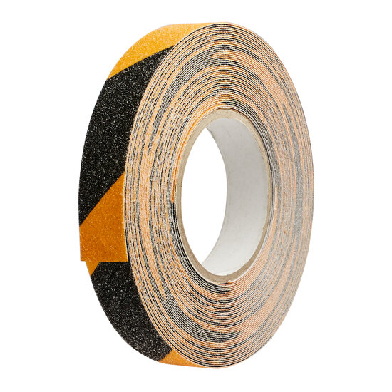 25mm - Antislip Tape - Geel/Zwart - 18 Meter Op Rol