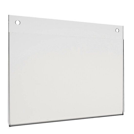 A6 - Transparante U-houder met 2 boorgaten - Lifggend - Posterhouder - Menukaarthouder - type UB-A6-Liggend