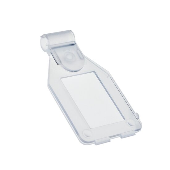 100 stuks - Transparante Prijslabel / Scanvaantje / Pendelclip / Prijskaarthouder - 25 x 27 mm - type: PCL-27T