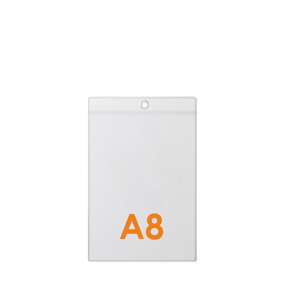 100 stuks - Prijskaarthoesje voor A8 / Meubelkaarthoes / Flexibele Hoes - Type PHS-A8