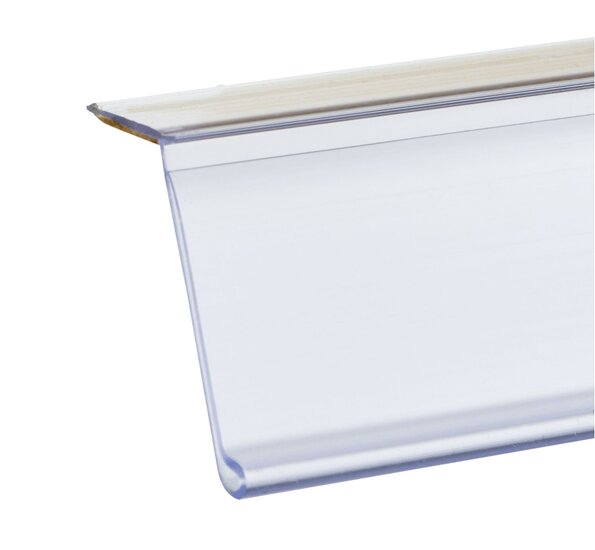 100cm Zelfklevende Prijsrail (39mm) / Transparante Scanrail / Etikethouder / Data Strip - 15 Graden Leeshoek - type 15DB