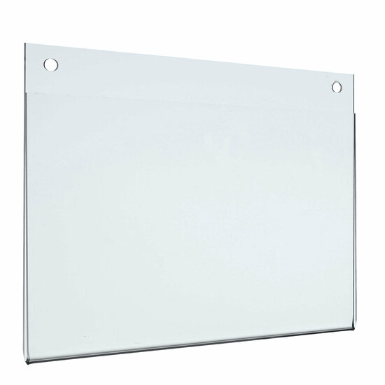 A6 U-houder met 2 boorgaten - Liggend - Transparante Posterhouder / Menukaarthouder - type UB-A6-Liggend 