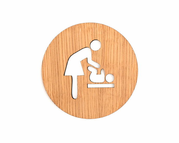Houten Pictogram Deurbordje / Toiletbordje / Infobord - 9cm - Zelfklevend - type Eiken (Verschonen)
