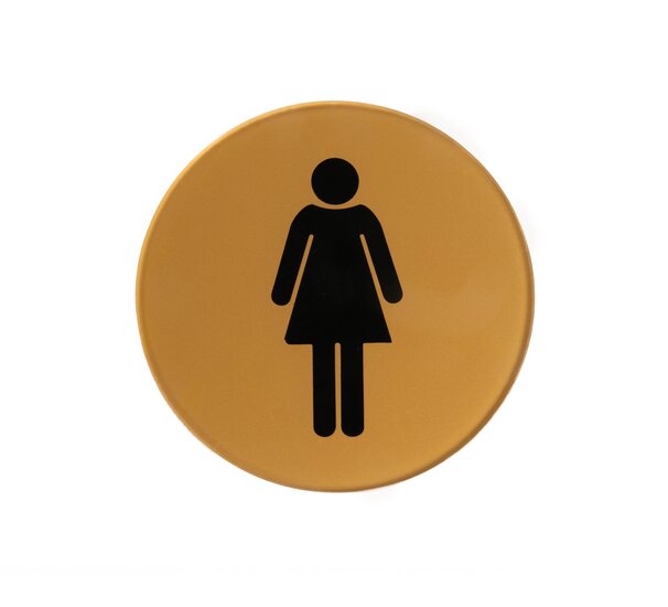 Gouden Pictogram Deurbordje / Toiletbordje / Infobord - 9cm - Zelfklevend - type Acryl-Goud (Vrouw)